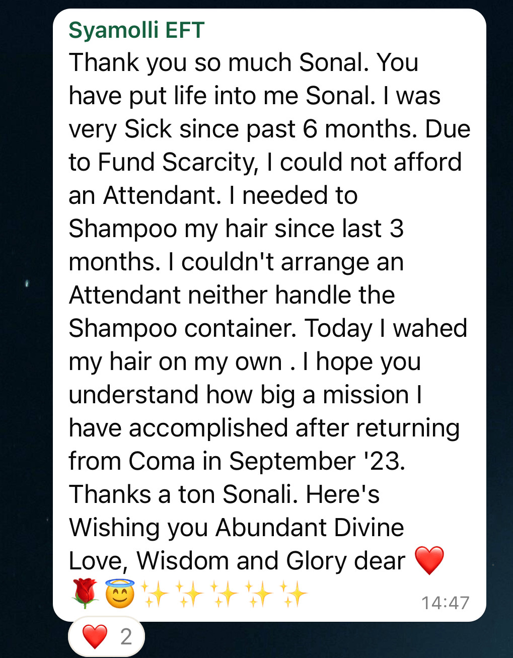 Attendee message